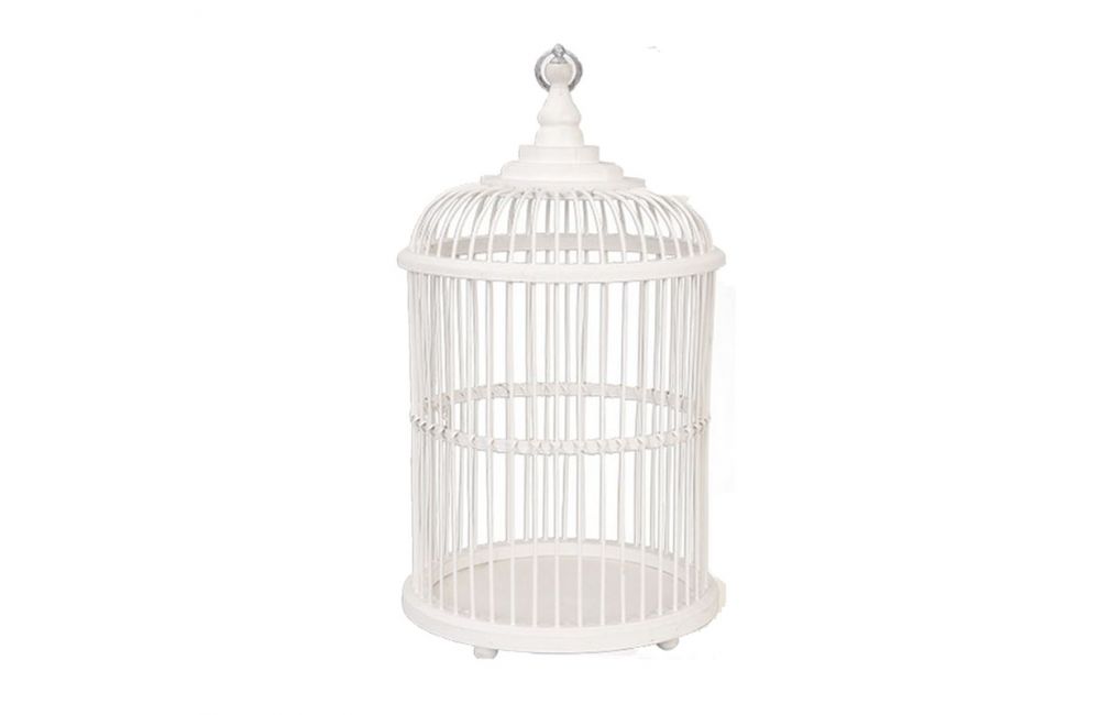 Cage à oiseaux en bois blanc