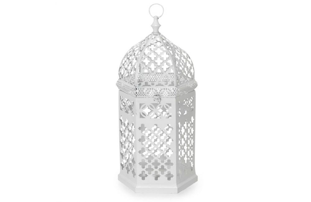 Lanterne Riad en métal blanc