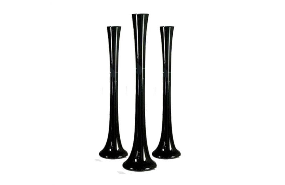 Lot de 3 vases évasé en verre noir