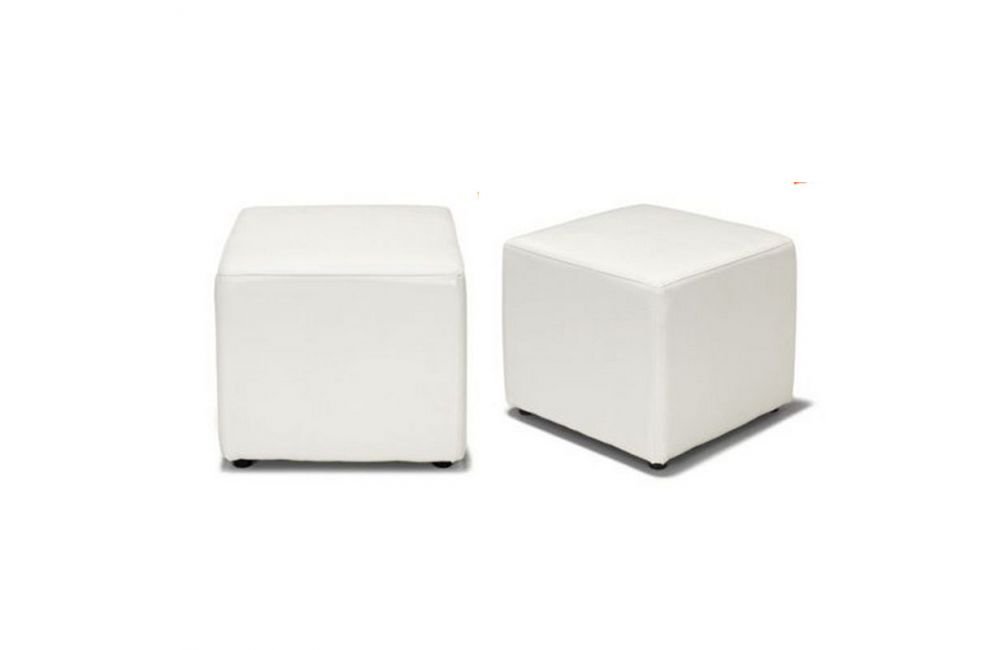 Pouf en similicuir blanc